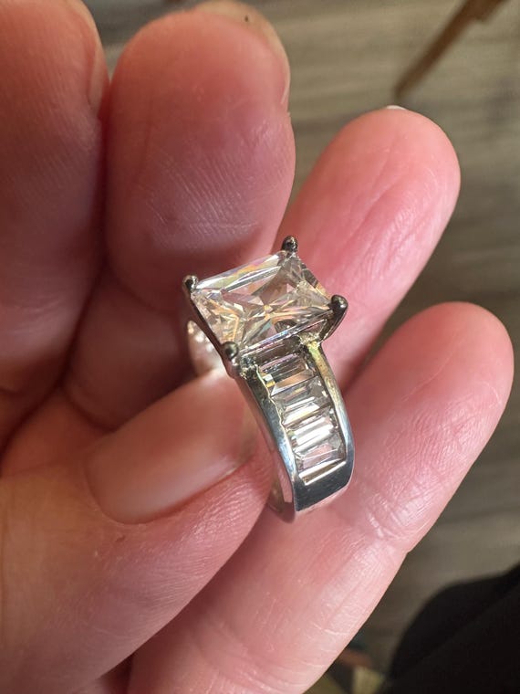 OMG Gorgeous Rectangular Cut CZ Side Baguettes St… - image 1