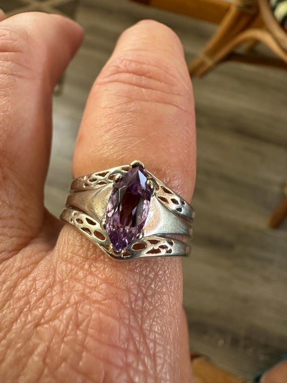 Sterling Silver Stackable Lavender Amethyst CZ Ma… - image 1