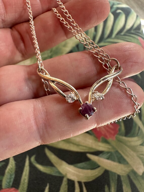 Chevron Ruby Sterling Silver 18” Necklace