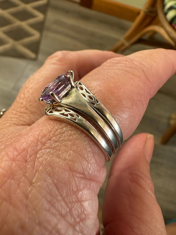 Sterling Silver Stackable Lavender Amethyst CZ Ma… - image 2