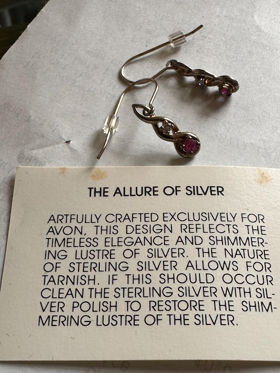 Silver Sterling Genuine Ruby Dangle Earrings Infi… - image 5