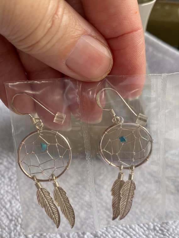 Dream Catcher Sterling Silver Dangle Earrings