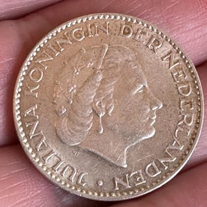 1957 Netherlands 1 Gulden Queen Coin