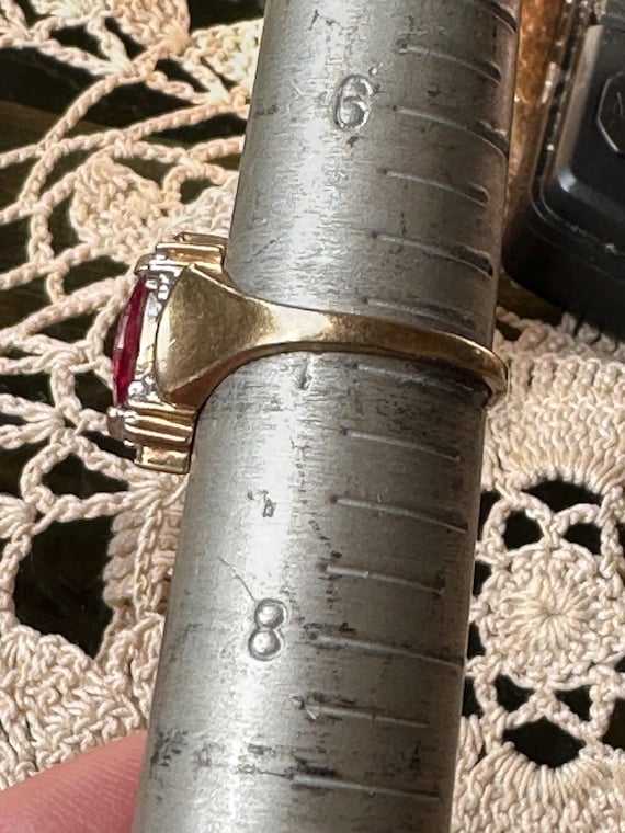 Marquise Ruby 10k Solid Gold Ring size 7 Genuine … - image 8