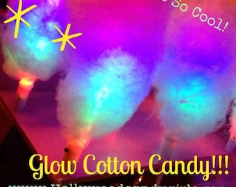 12 Glow Cotton Candy Favors, Glow in the dark light up Cotton Candy Sticks