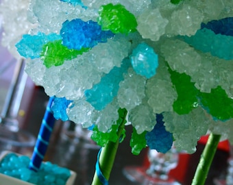 Verde e blu rock caramelle centro albero topiario, Candy Buffet Decor, Matrimonio accessorio caramelle, Mitzvah, partito favore,