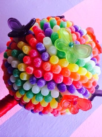 XL Rainbow Candy Land Butterfly Centerpiece Topiary