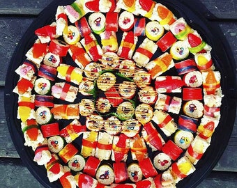 Candy Sushi (40 piece) Platter - Rice Krispy Treats, Sushi, Sashimi, Party Favors, Unique Gift