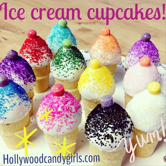 Rainbow Or Any Color Ice Cream Cone Cake Pop Cupcakes Etsy
