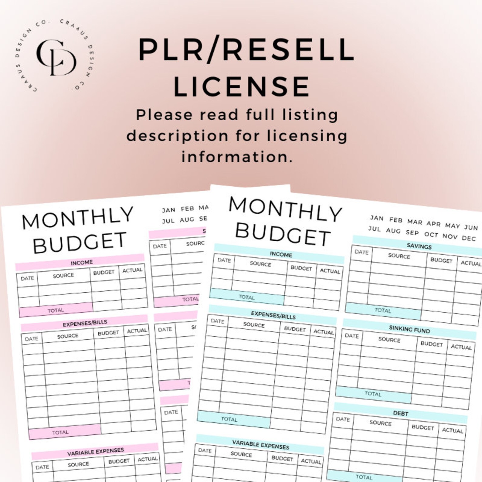 PLR Templates, PLR Canva Template, Commercial Use Budget Template, PLR ...