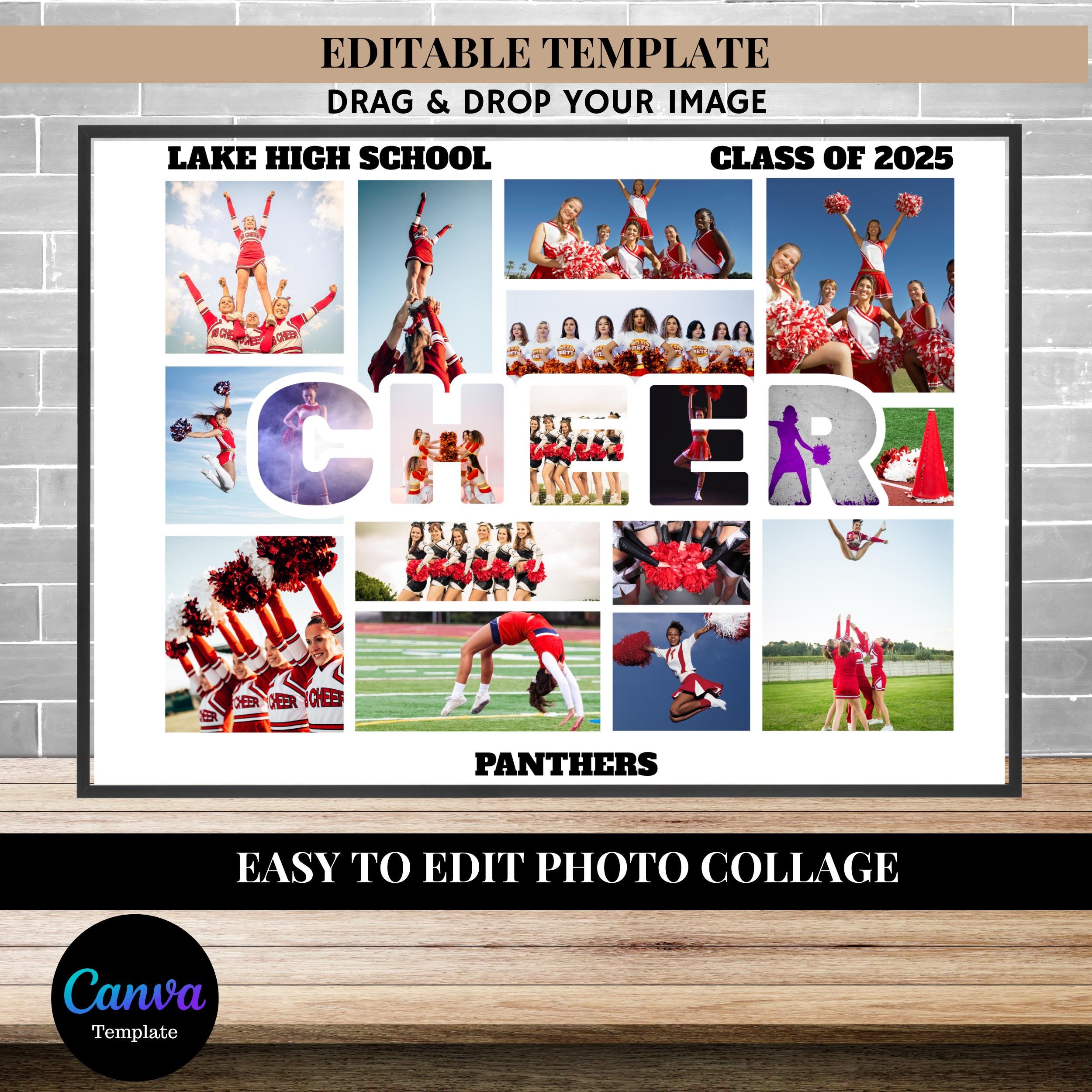 Cheer Portrait Collage Cheerleading Photo Collage: Senior Night Keepsake (canva Template) - Etsy