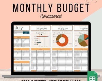 Monthly budget spreadsheet, budget planner, budget template, Paycheck budget tracker, financial planner, google sheets budget