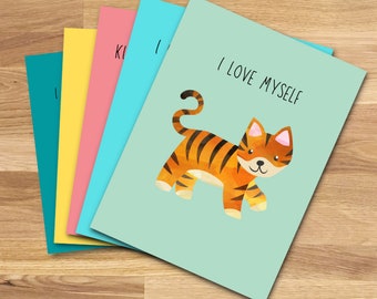 Kids Positive Affirmation Card Set, Instant Download, Printable, Mental Health,  Mindfulness Gift for Children