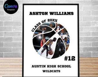 Basketball Photo Collage: Senior Athlete Gift (Digital Download)