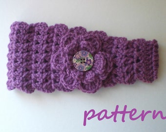 Crochet Headband Earwarmer Pattern. PDF 028.