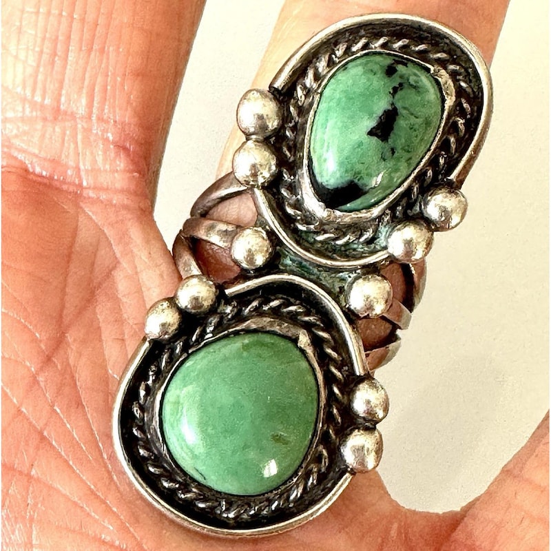 Old Turquoise Green Ring 9 - Etsy
