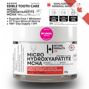 MCHA Hydroxyapatit tandpulver | Fluorfri remineralisering | Emaljreparation och lindring av känslighet | Ätbart mineral 180 dagar | | BC Kanada