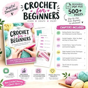 Crochet for Beginners: Complete Step-by-Step Guide with Illustrations (Digital Download)