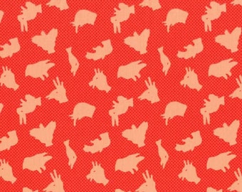 Shadow Puppets  in Flame  from Let's Pretend by Sarah Jane for Michael Miller 1 Yard Cut