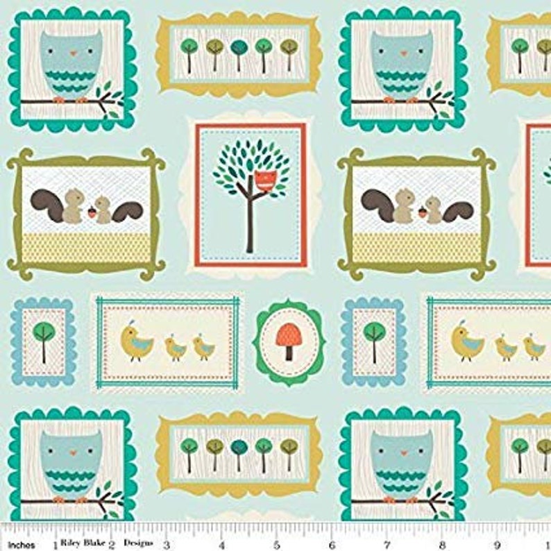 Percorso scenico Critters Blu Deena Rutter per riley Blake Tessuti 1 Yard Cut immagine 1