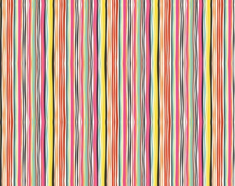 Hand Drawn Stripe Red: Global Bazaar from Blend Fabrics 1 Yard Cut
