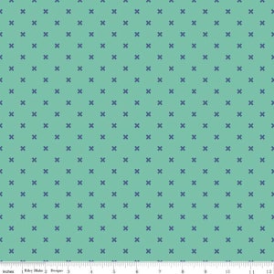 Bee Basic X in Teal Lori Holt  1 Yard Cut