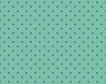 Bee Basic X in Teal Lori Holt  1 Yard Cut