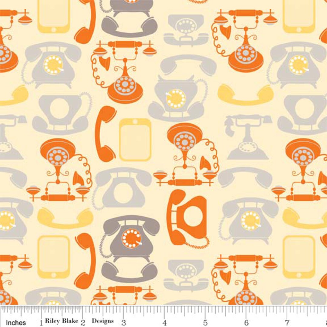 Ashbury Phone Rings Yellow 1 Yard Cut - Etsy