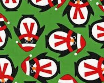 Ann Kelle Penguins in Holiday from Jingle Collection by Robert Kaufman 1 Yard Cut