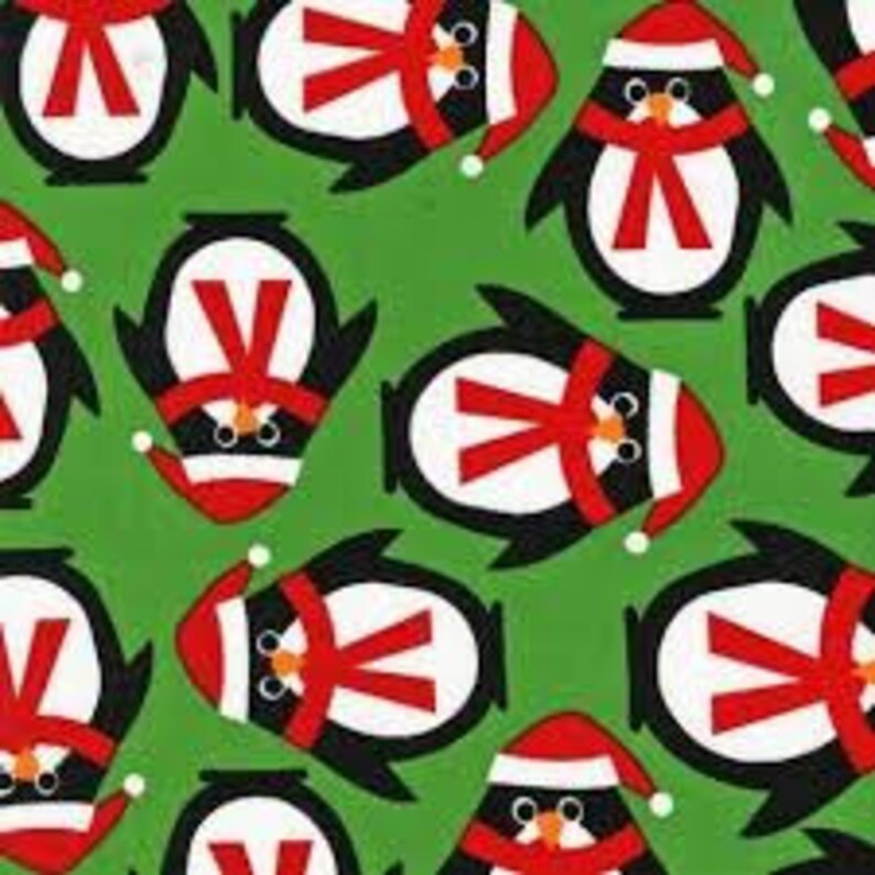 Ann Kelle Penguins in Holiday from Jingle Collection by Robert Kaufman 1 Yard Cut image 1