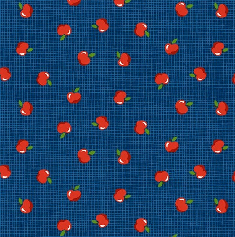 Apple Orchard Blue Michael Miller Fabrics 1 Yard Cut 画像 1