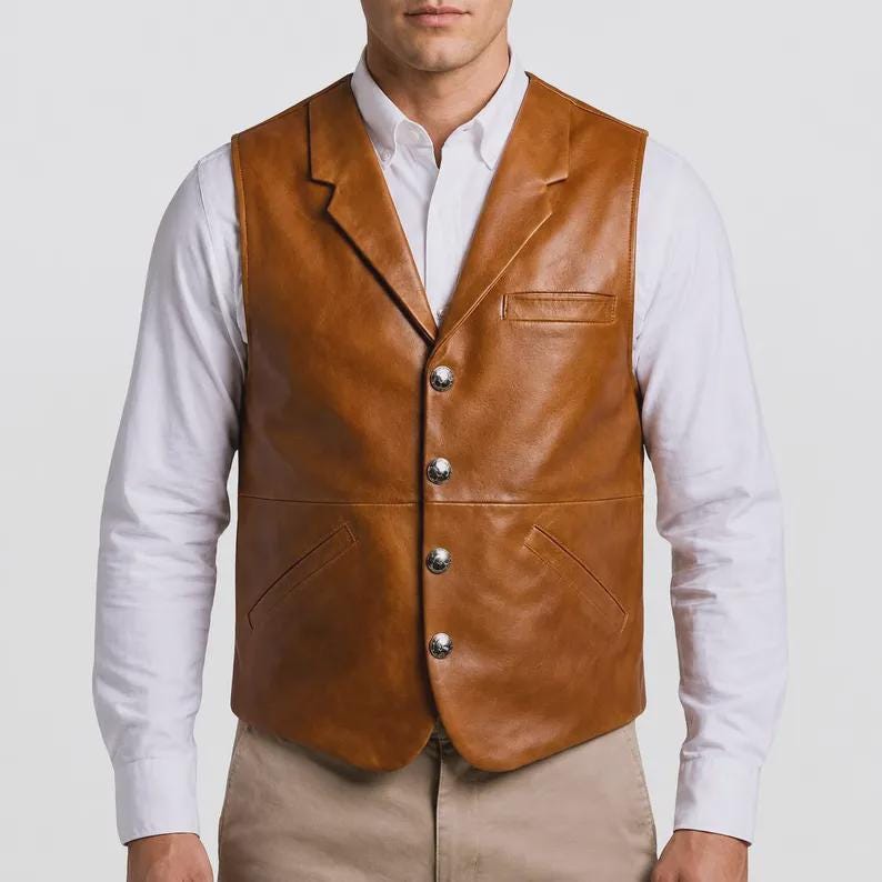 Concho Leather Vest - Etsy