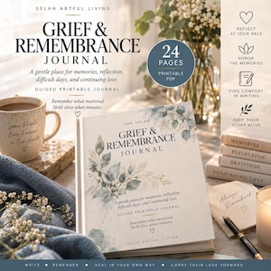 Grief Journal Printable, Remembrance Journal, Memorial Journal, Grief and Loss Journal, Memory Keepsake, Guided Journal, 24 Page PDF
