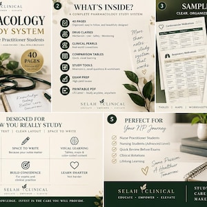 Pharmacology Study Guide for Nurse Practitioner Students, NP Drug Class Workbook, Clinical Pharmacology Study System, 40 Page PDF