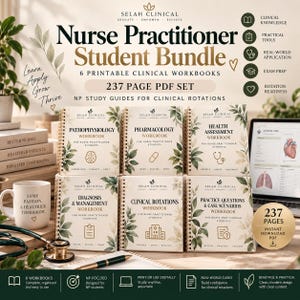Nurse Practitioner Student Bundle, 6 Printable Clinical Workbooks, 237 Page PDF Set, NP Study Guides for Clinical Rotations