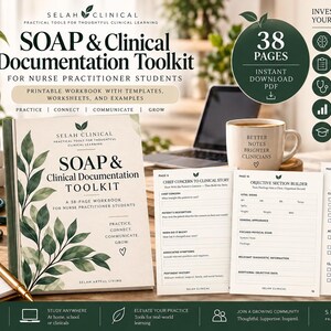 SOAP Note Template for Nurse Practitioner Students, Clinical Documentation Toolkit, NP Clinical Workbook, 38 Page Printable PDF