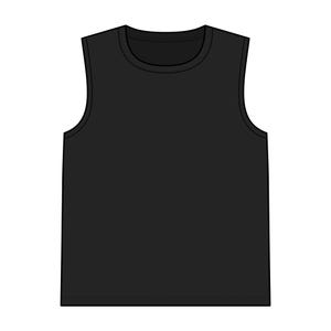 May include: A solid black sleeveless tank top featuring a classic crew neckline and wide shoulder straps. The garment is constructed with a straight hemline and a simple, clean design, providing a versatile base layer for various outfits.
