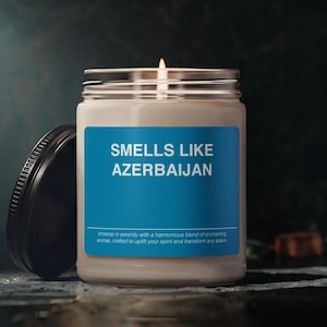 Azerbaijan Travel Scented Soy Candle: 9oz Glass Jar Gift