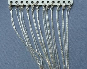 12 delicados collares con cadena de serpiente bañados en plata y cierre de resorte: 24", 18" o 16"
