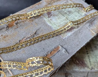 Vintage Metallic Gold Trim for Sewing and Embellishment By The Yard - 10mm Wide