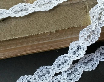 5 Yards White Lace Trim 3/4"