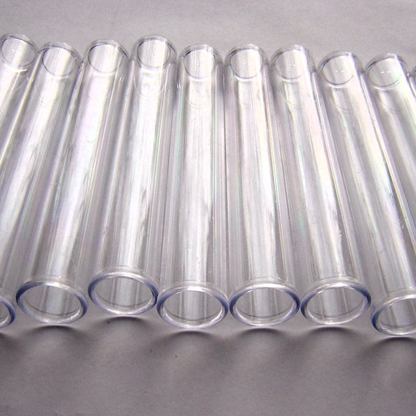 Test Tubes - 25 Clear Plastic Unused - Flat Bottom 3 1/2" (85mm) Test Tubes