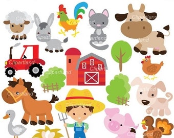 Baby Farm Animals Digital Clipart | Etsy