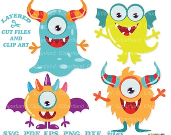 INSTANT Download. Cute monsters cut files and clip art. Personal and commercial use. M_59.