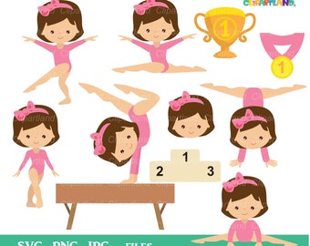 INSTANT Download. Gymnastics clipart. Girl sport clip art. Svg cut files. Cgym_23. Personal and commercial use.