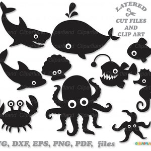 INSTANT Download. Sea animals svg cut files. Personal and commercial use. S_2.