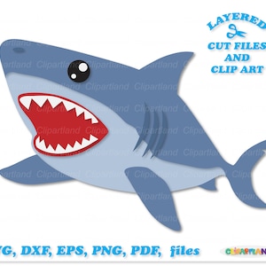 Directe download. Haai SVG gesneden bestand en illustraties. Commerciële licentie is inbegrepen! S_1.