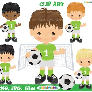 SOFORT DOWNLOAD. Persönliche und kommerzielle Nutzung inklusive! Fußballspieler Junge Clip Art. Cb_11.