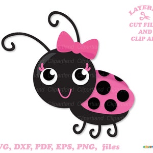Download istantaneo. File di taglio e clip art in formato SVG carino coccinella femminile. Uso personale e commerciale. L_1.