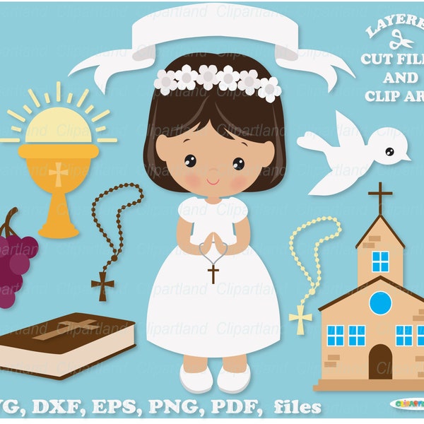 INSTANT Download. First Communion cut file and clip art. Personal and commercial use. С_1.